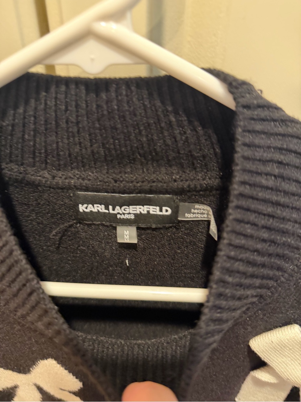 Karl Lagerfeld Black Sweater with White Bow Accents - Picture 4 of 9